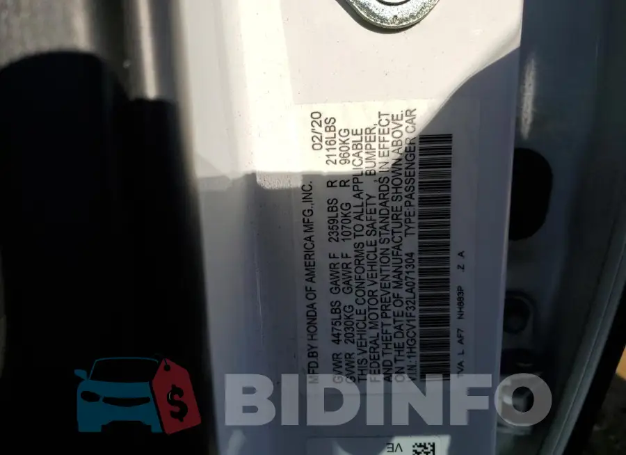 1HGCV1F32LA071304 Photo# 12