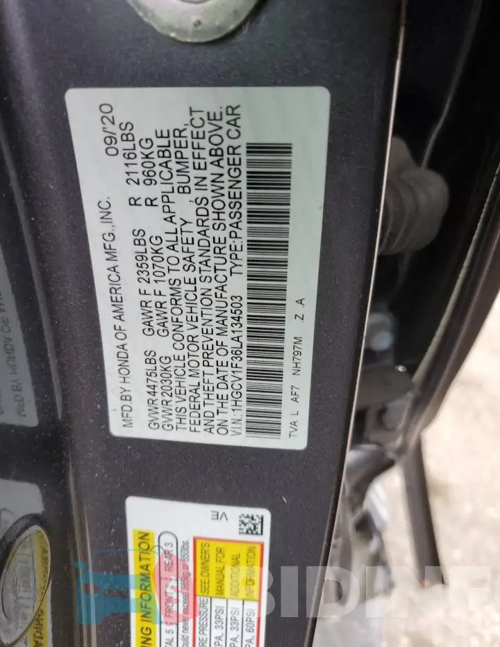 1HGCV1F36LA134503 Photo# 12