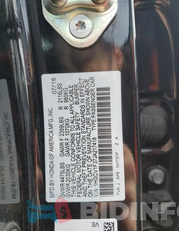 1HGCV1F37JA217418 Photo# 12