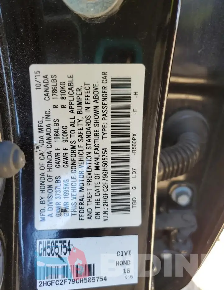2HGFC2F79GH505754 Photo# 12