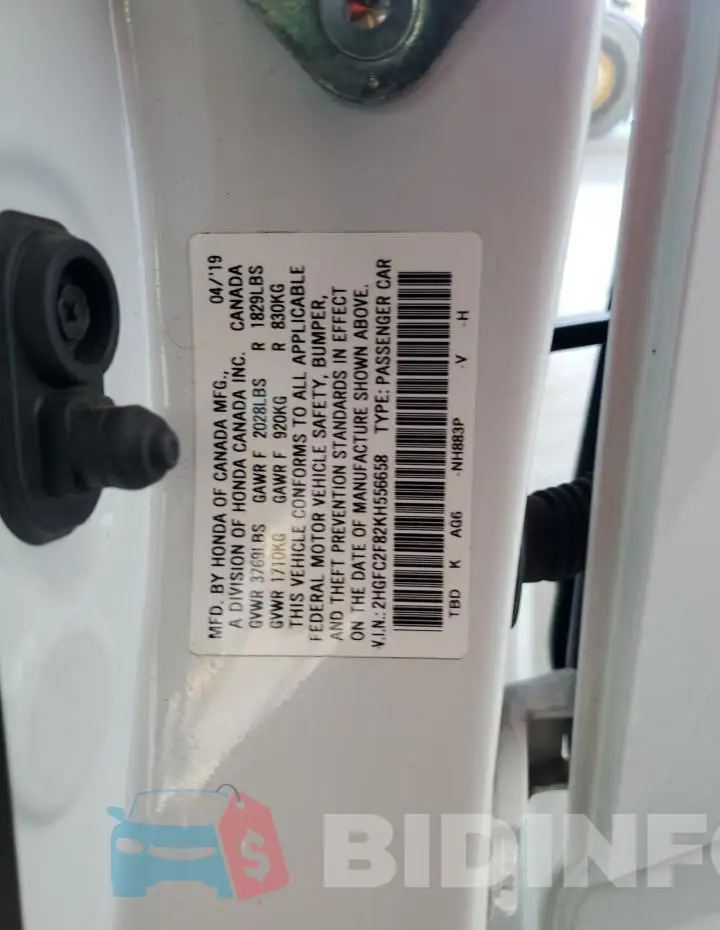 2HGFC2F82KH556658 Photo# 12