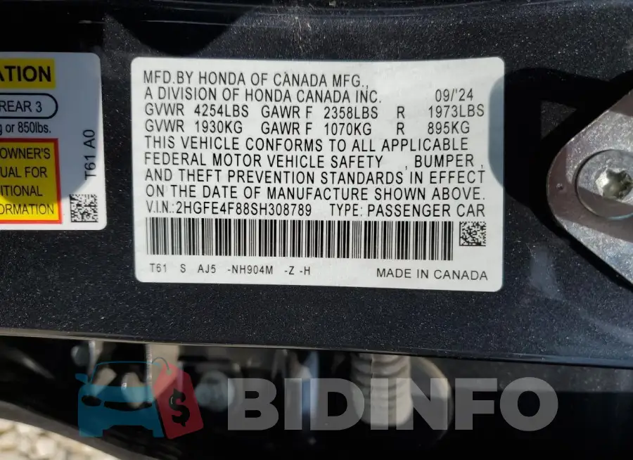 2HGFE4F88SH308789 Photo# 13