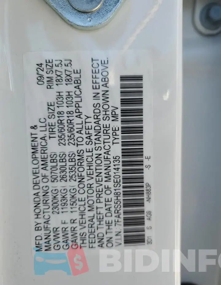 7FARS5H81SE014135 Photo# 13