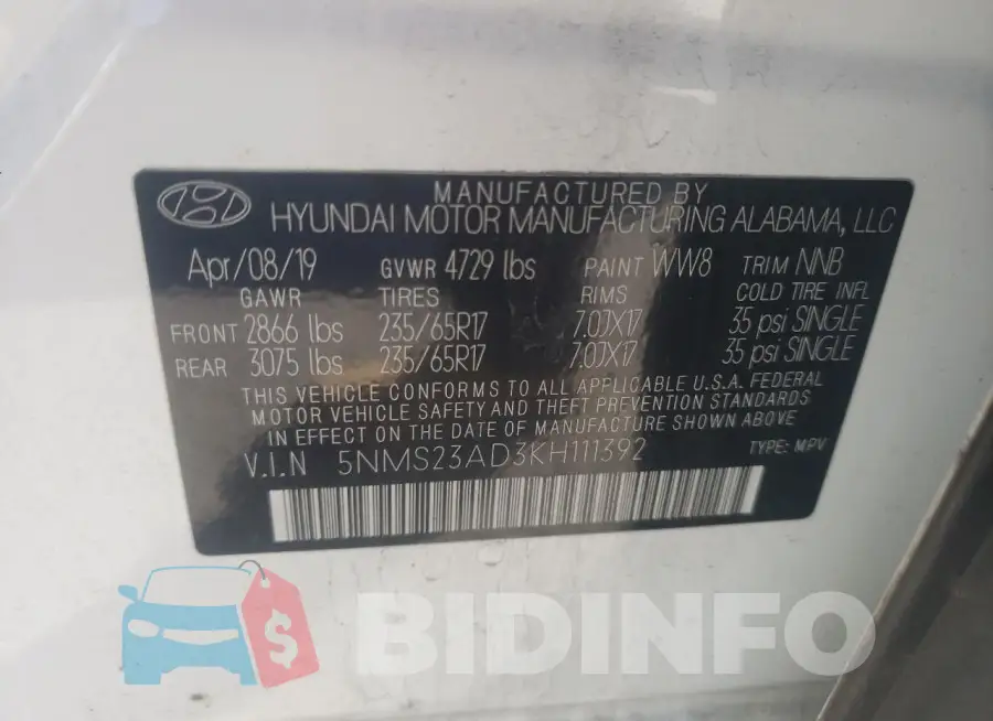 5NMS23AD3KH111392 Photo# 12