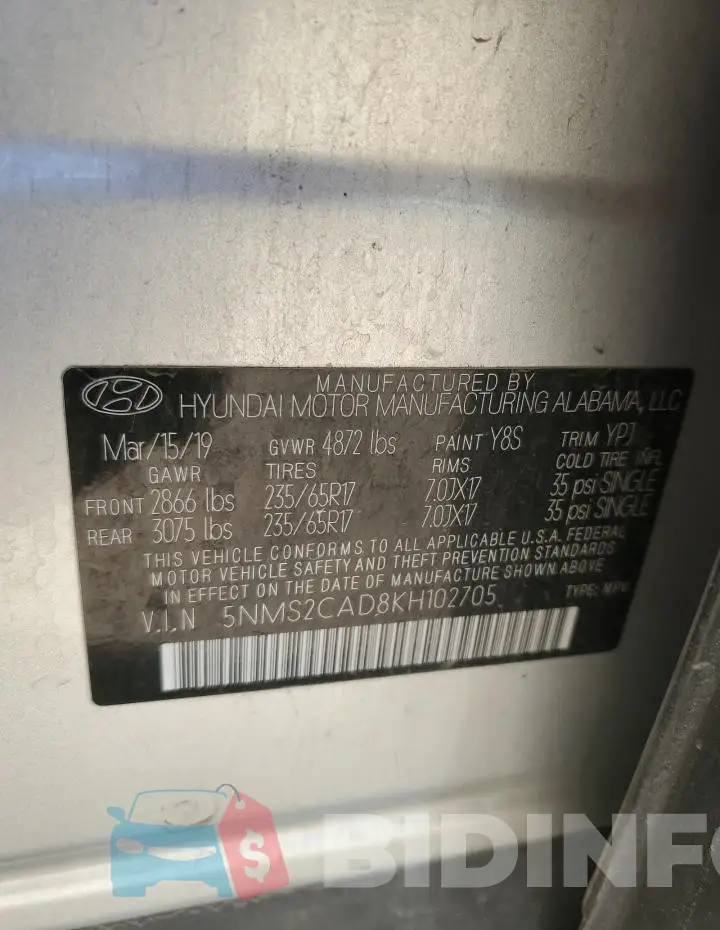 5NMS2CAD8KH102705 Photo# 12