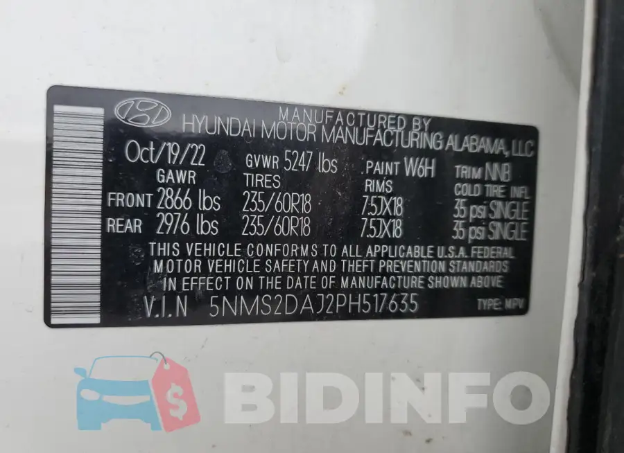 5NMS2DAJ2PH517635 Photo# 13