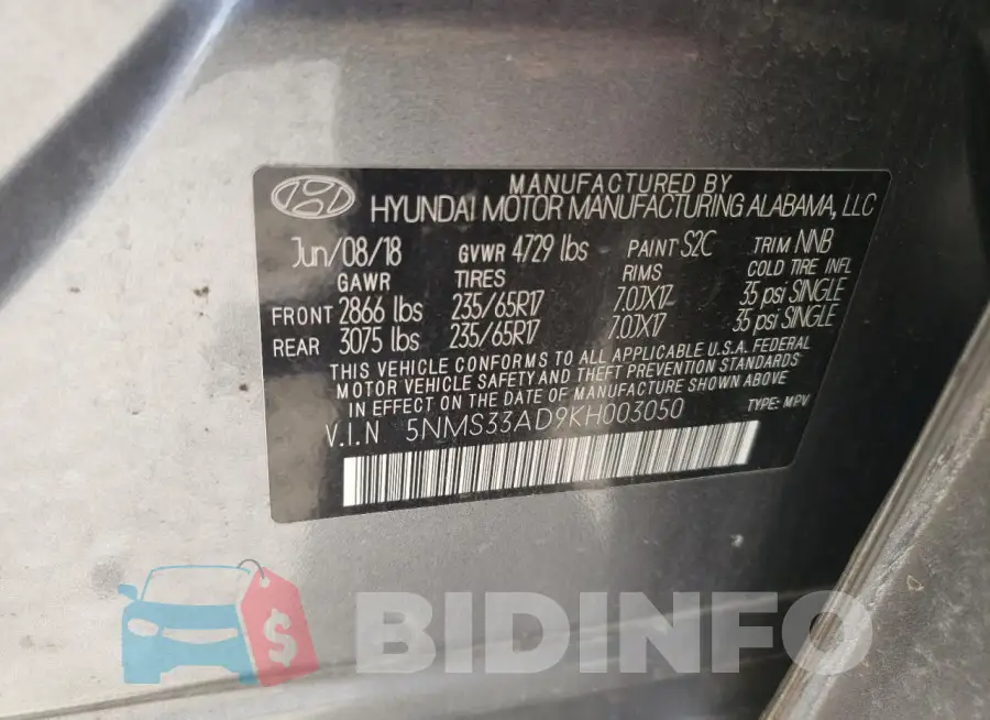 5NMS33AD9KH003050 Photo# 13