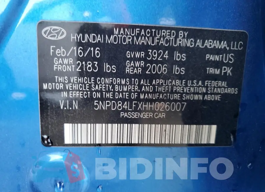 5NPD84LFXHH026007 Photo# 12