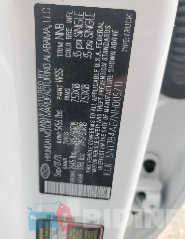 5NTJB4AE7NH005711 Photo# 13