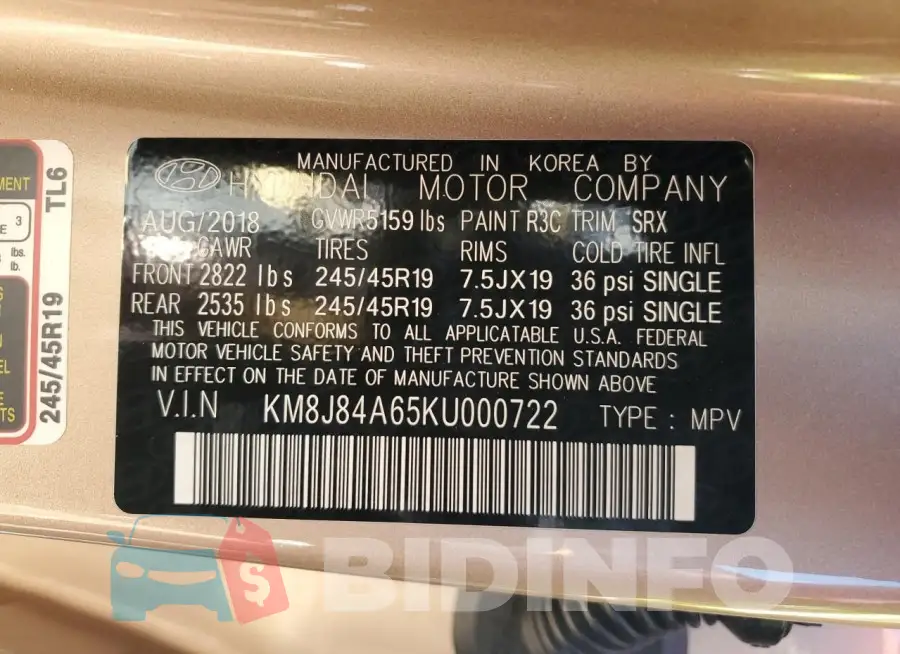 KM8J84A65KU000722 Photo# 13