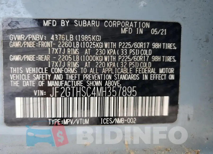 JF2GTHSC4MH357895 Photo# 13