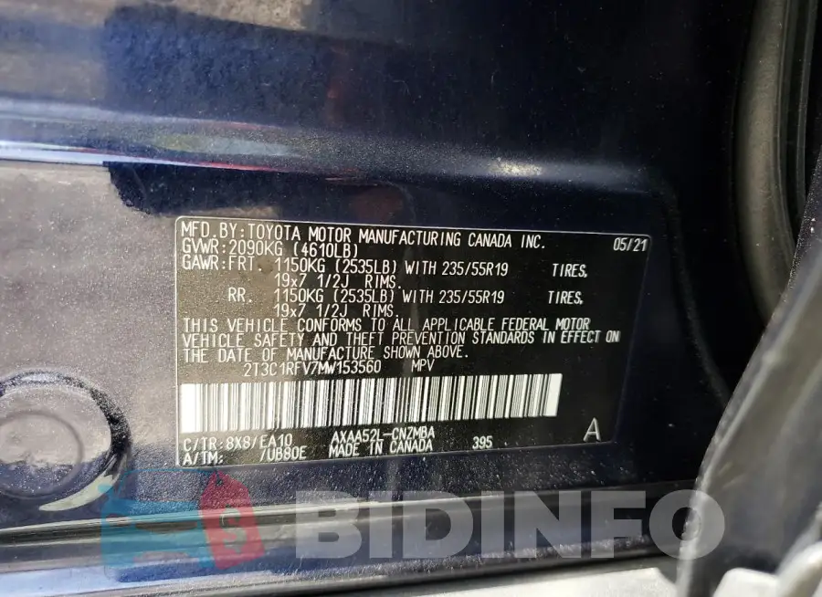 2T3C1RFV7MW153560 Photo# 13