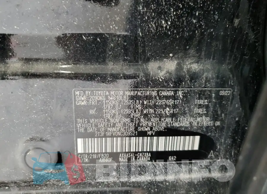 2T3F1RFV0NC309521 Photo# 13