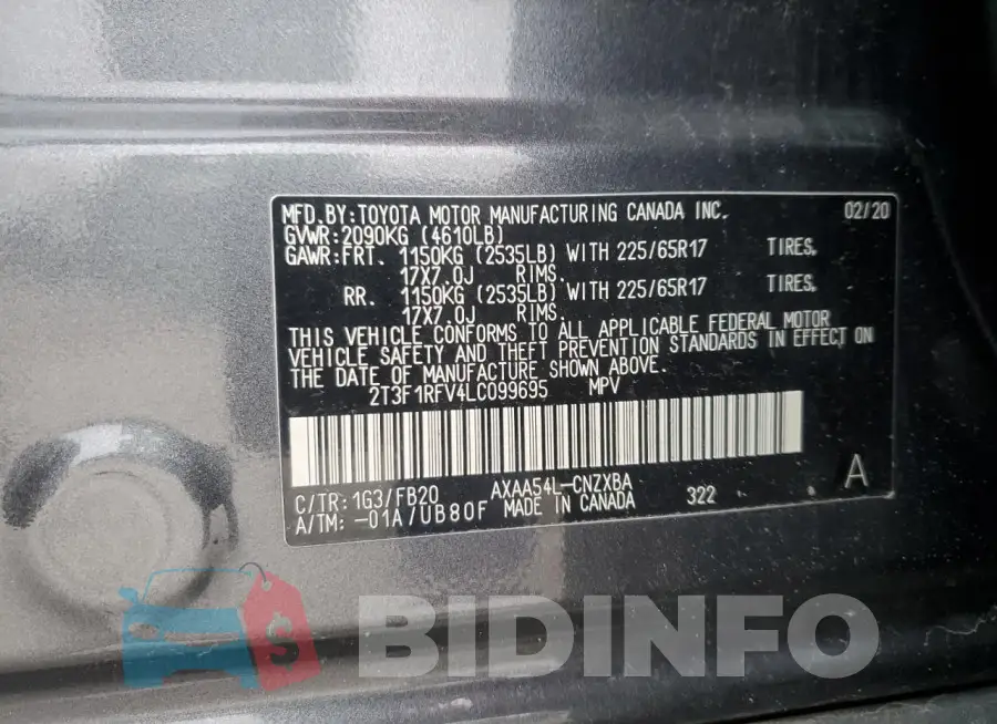 2T3F1RFV4LC099695 Photo# 13
