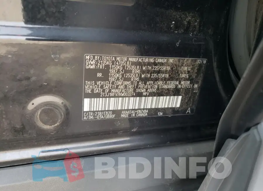 2T3J1RFV7KW003274 Photo# 13