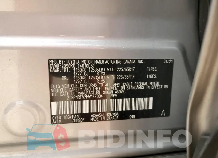 2T3P1RFV7MW177004 Photo# 13
