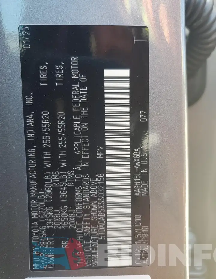 5TDACAB5XSS032156 Photo# 13