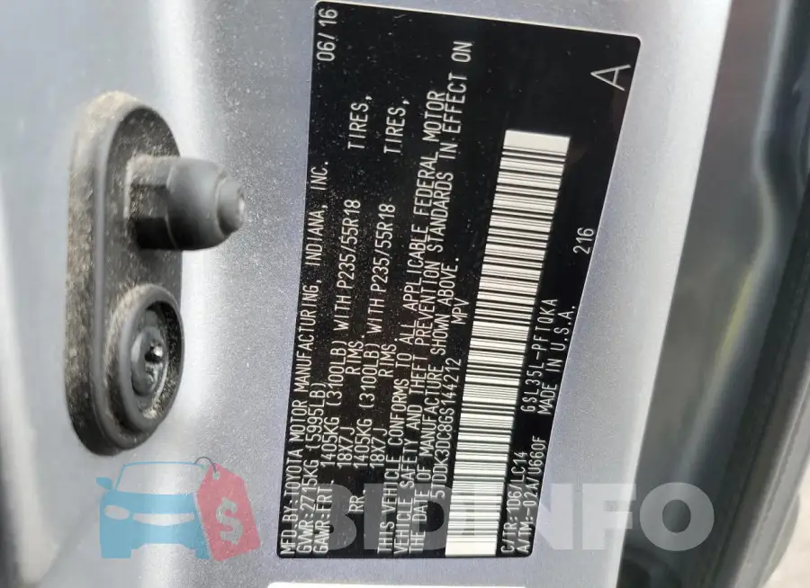 5TDDK3DC8GS144212 Photo# 13
