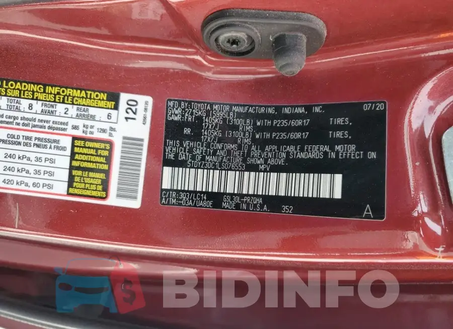 5TDYZ3DC1LS076553 Photo# 14
