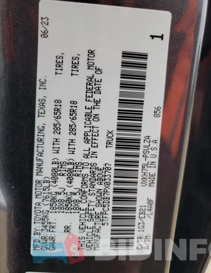 5TFPC5DB7PX033707 Photo# 12