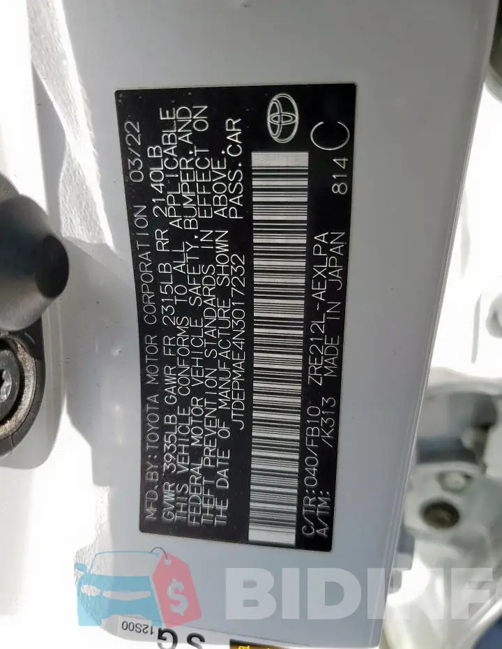 JTDEPMAE4N3017232 Photo# 12