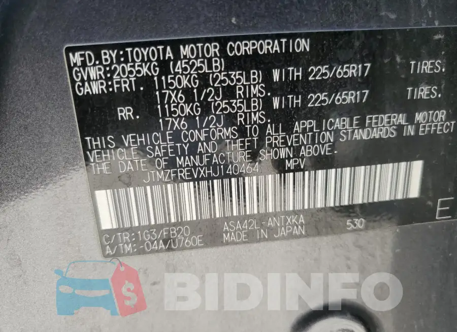 JTMZFREVXHJ140464 Photo# 13