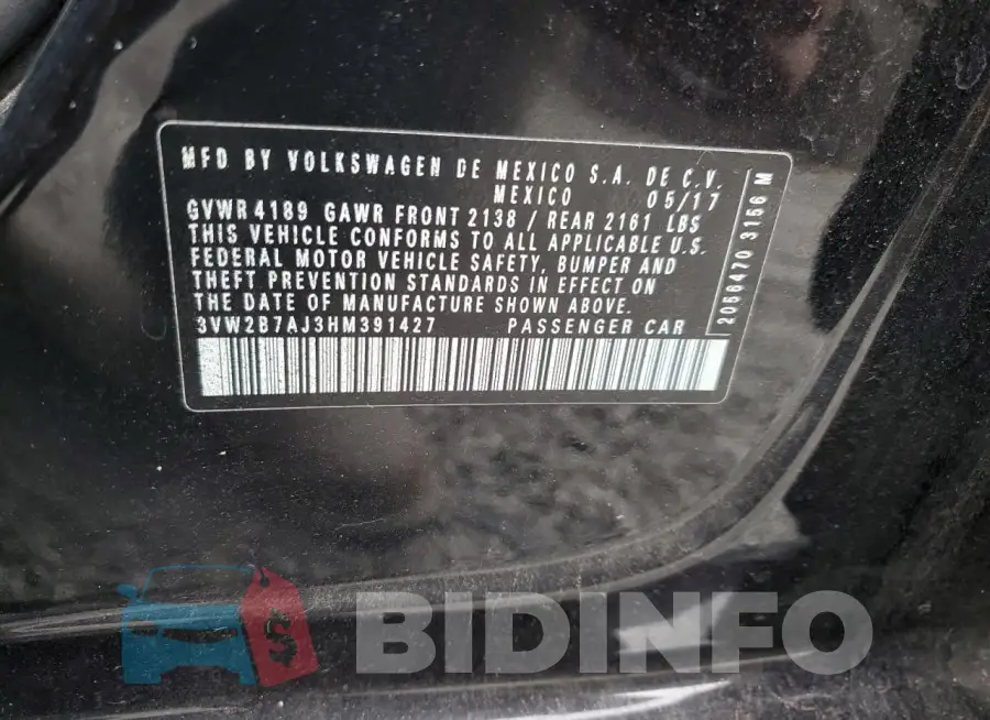 3VW2B7AJ3HM391427 Photo# 12
