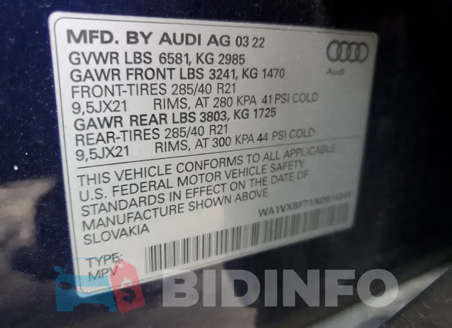 WA1VXBF71ND014341 Photo# 13