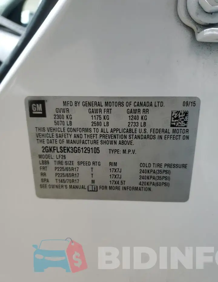 2GKFLSEK3G6129105 Photo# 13