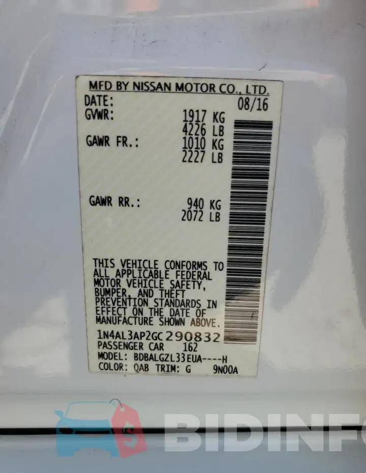 1N4AL3AP2GC290832 Photo# 12