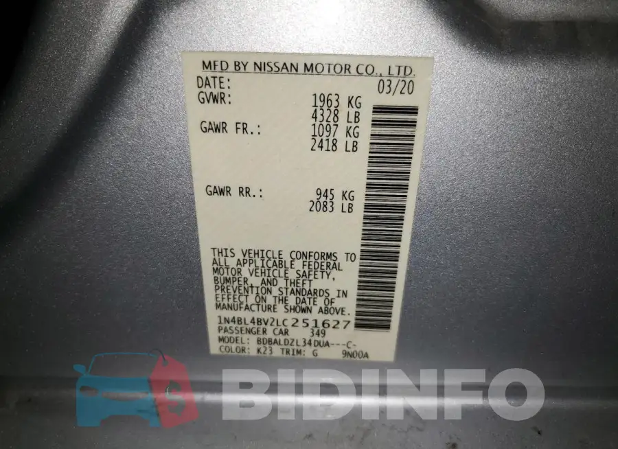 1N4BL4BV2LC251627 Photo# 12