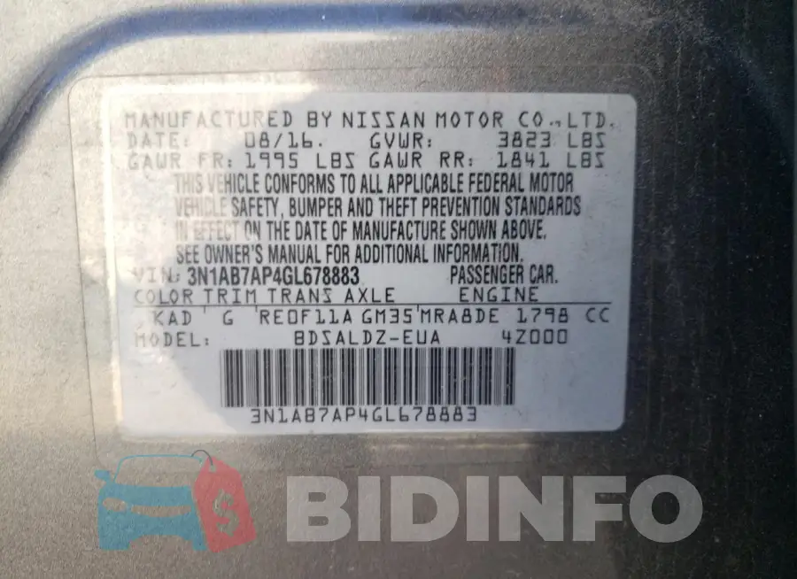 3N1AB7AP4GL678883 Photo# 12