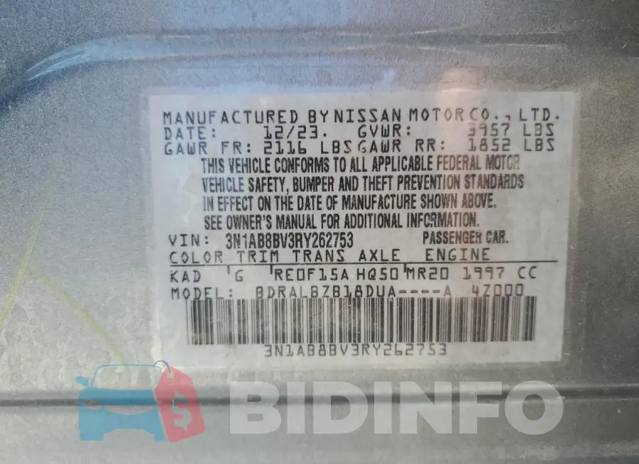 3N1AB8BV3RY262753 Photo# 12
