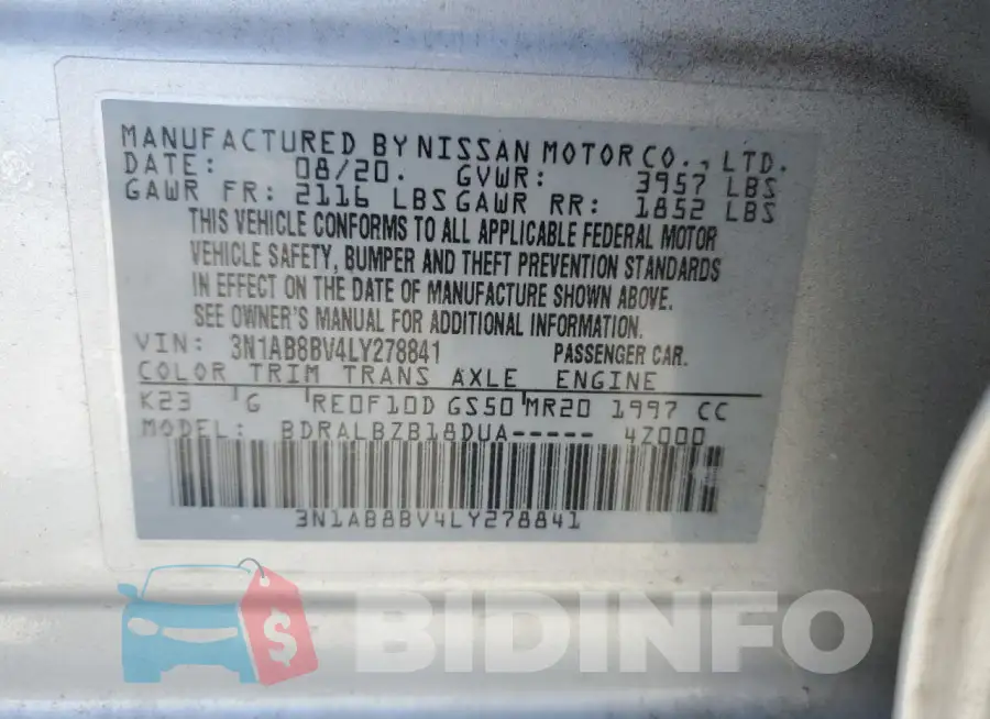 3N1AB8BV4LY278841 Photo# 12