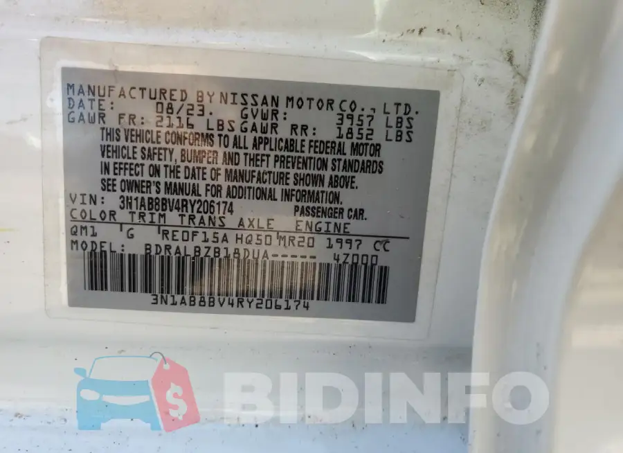 3N1AB8BV4RY206174 Photo# 12