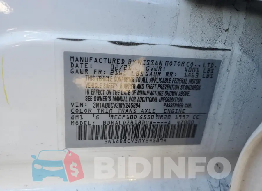 3N1AB8CV3MY245894 Photo# 12