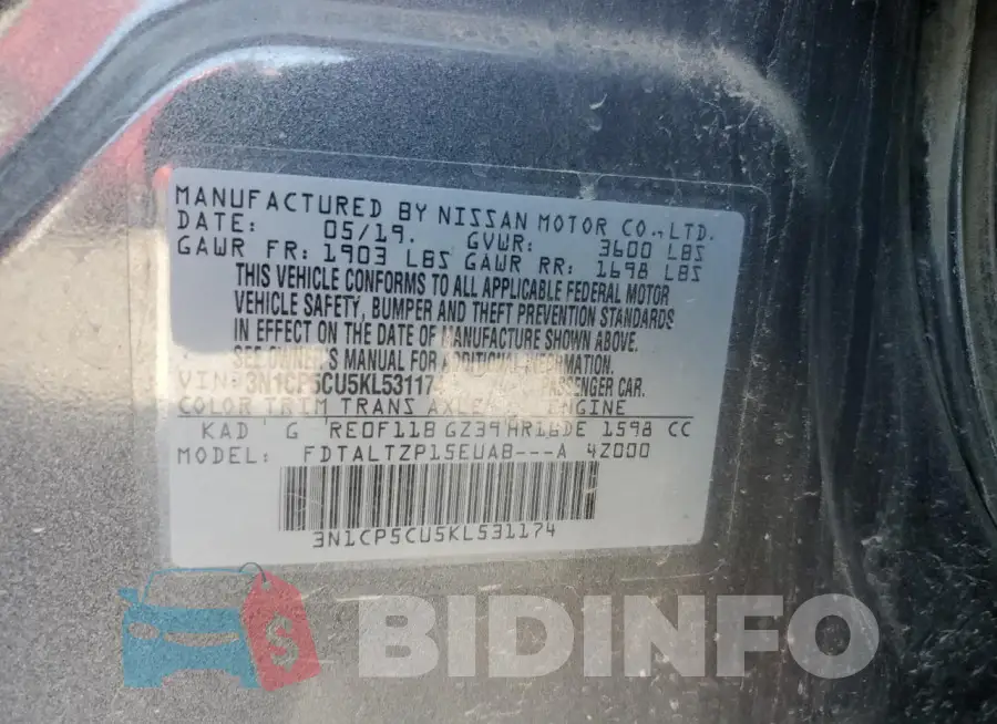 3N1CP5CU5KL531174 Photo# 13