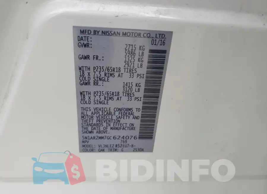 5N1AR2MM7GC624076 Photo# 13