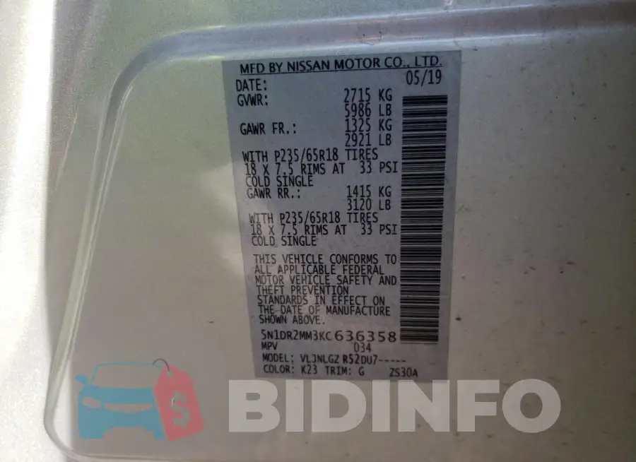 5N1DR2MM3KC636358 Photo# 13