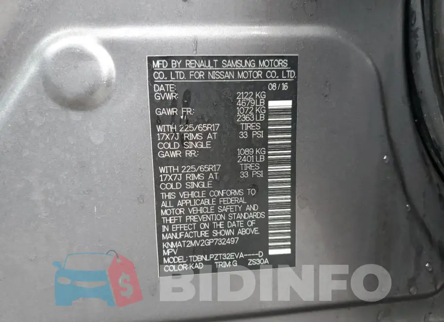 KNMAT2MV2GP732497 Photo# 13