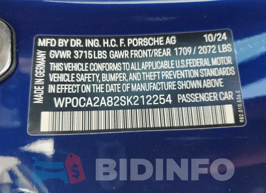 WP0CA2A82SK212254 Photo# 13