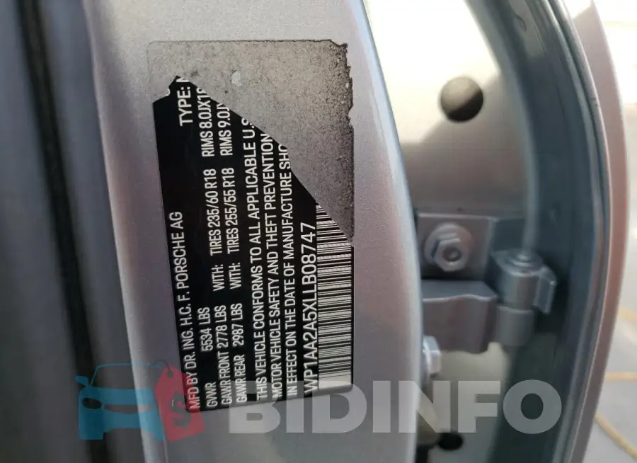 WP1AA2A5XLLB08747 Photo# 13