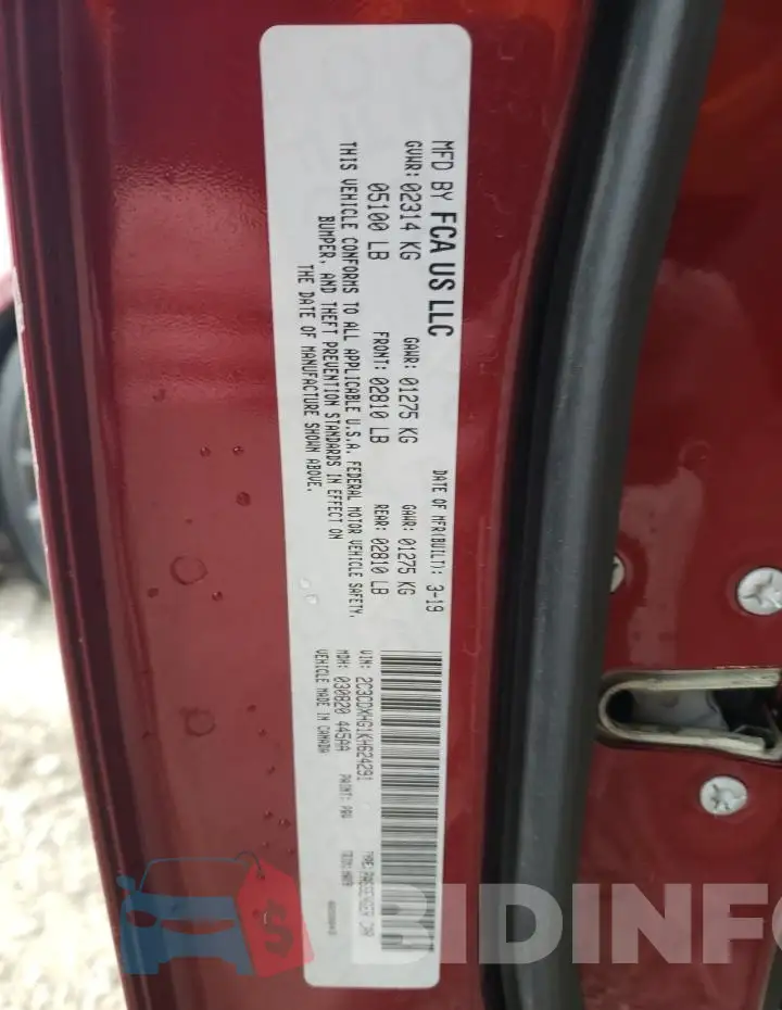 2C3CDXHG1KH624291 Photo# 12