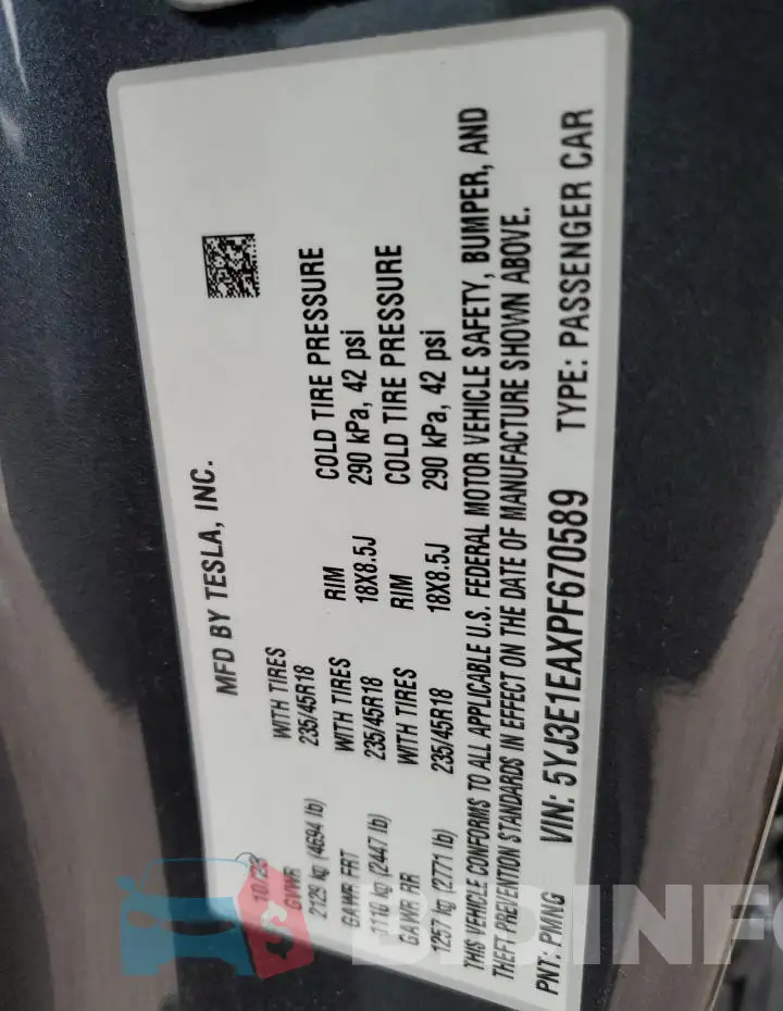 5YJ3E1EAXPF670589 Photo# 12