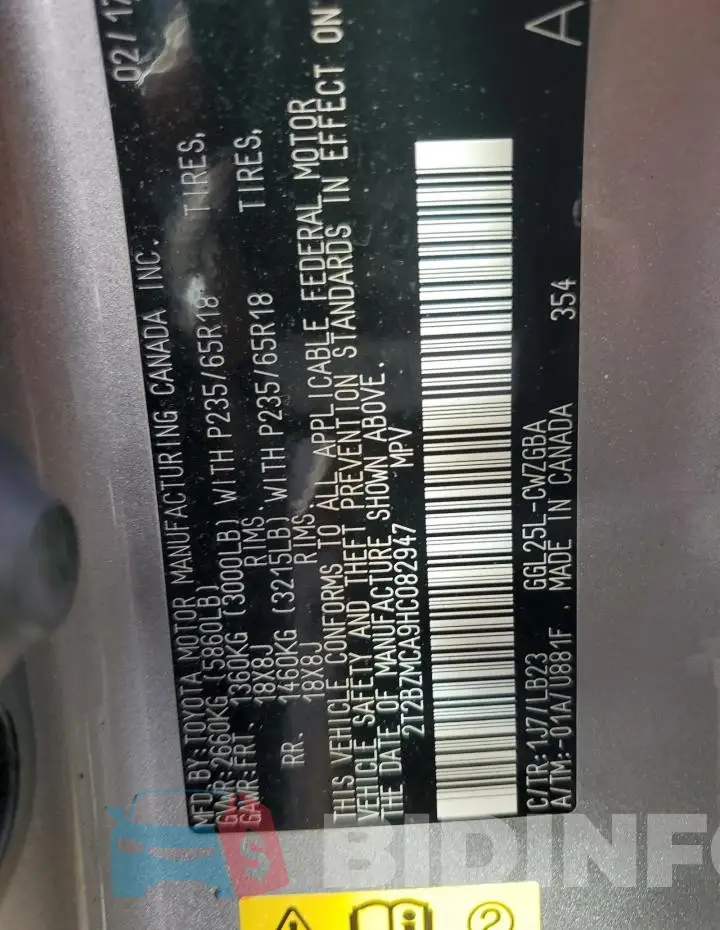 2T2BZMCA9HC082947 Photo# 12