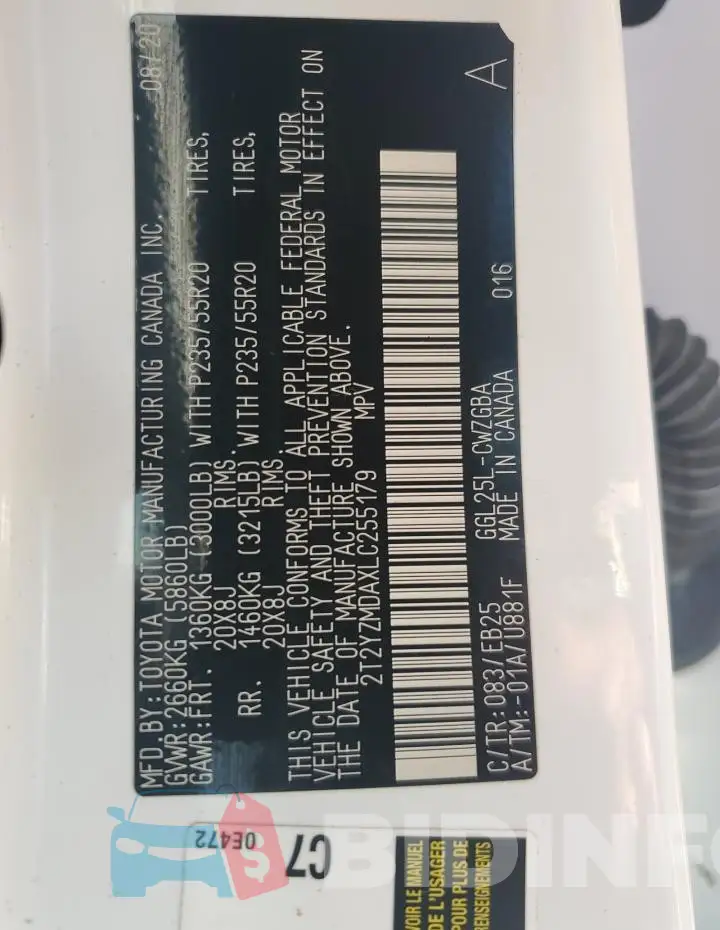 2T2YZMDAXLC255179 Photo# 13