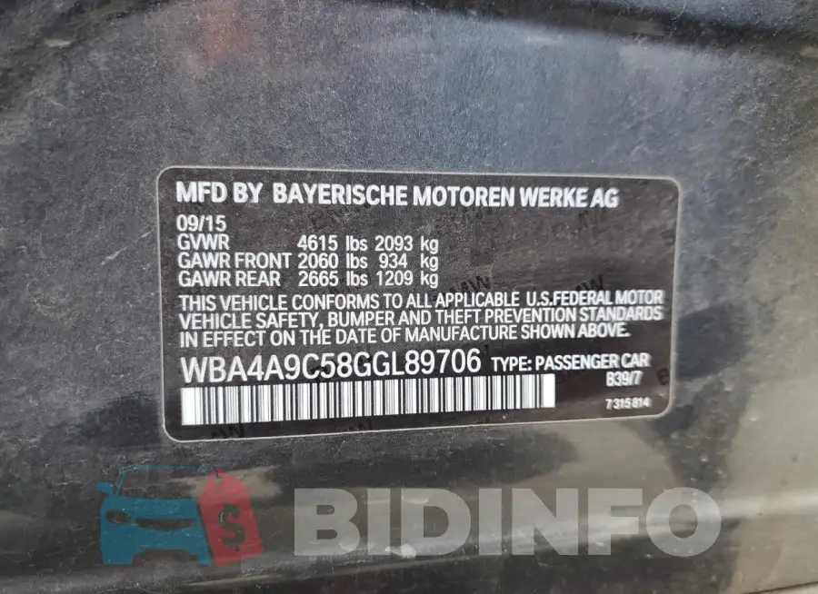 WBA4A9C58GGL89706 Photo# 13