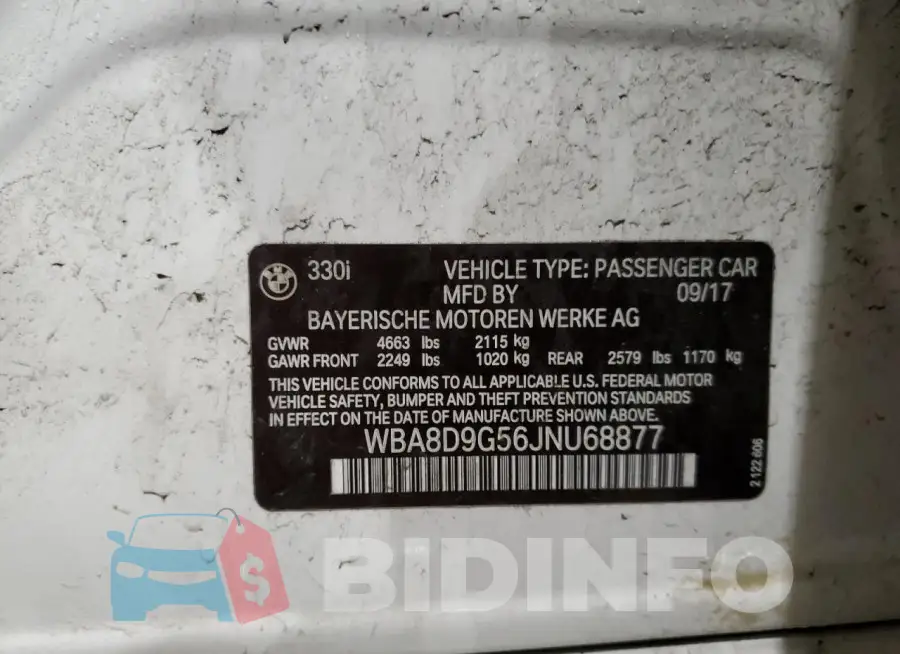 WBA8D9G56JNU68877 Photo# 12