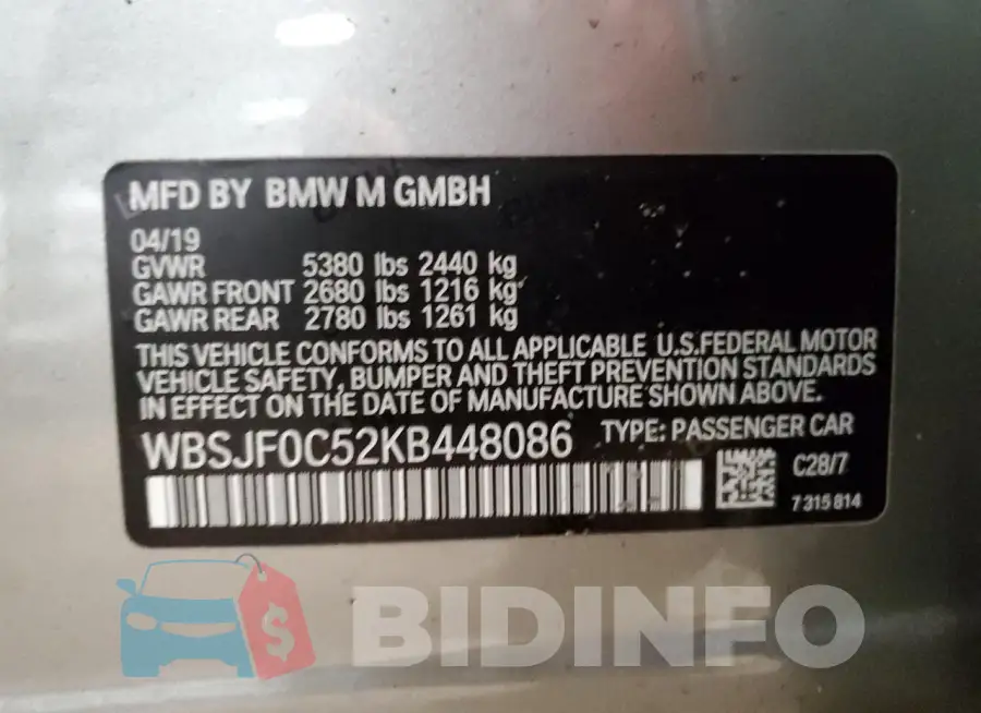 WBSJF0C52KB448086 Photo# 12