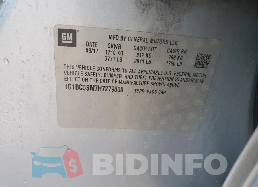 1G1BC5SM7H7279858 Photo# 12